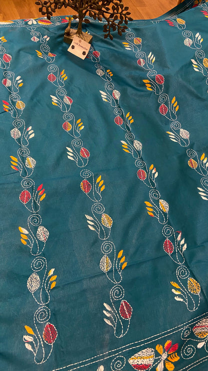 Hand embroidry kantha saree