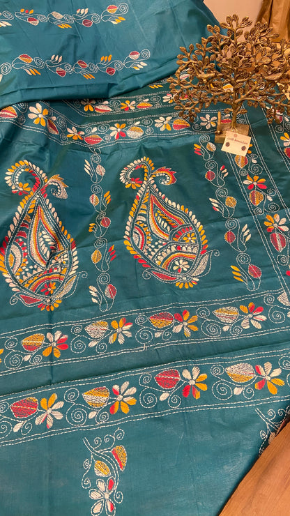 Hand embroidry kantha saree