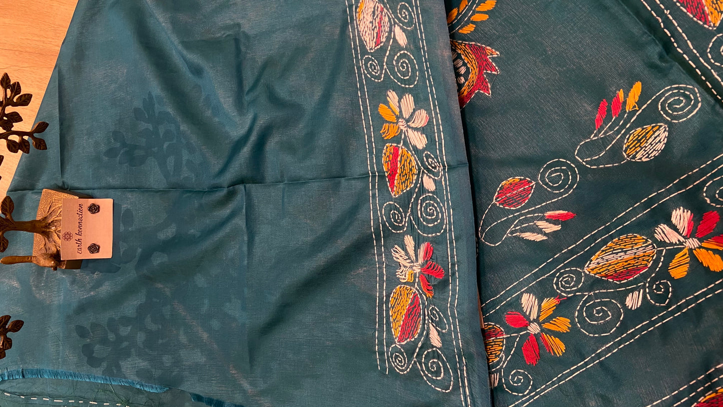 Hand embroidry kantha saree