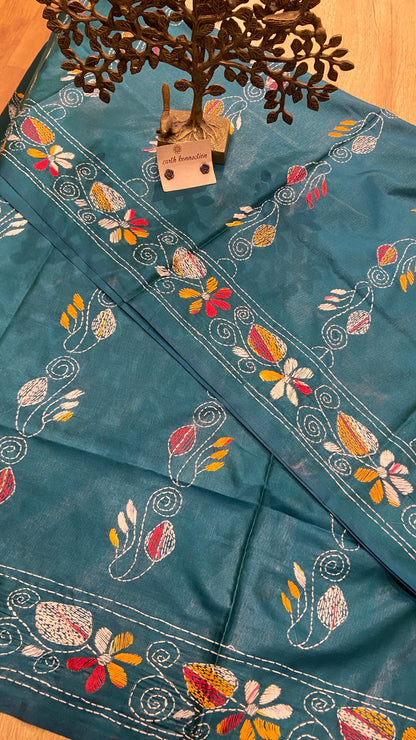 Hand embroidry kantha saree