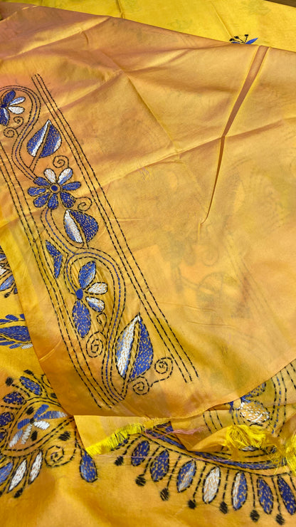 Hand embroidery kantha saree