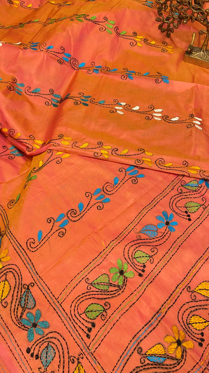 Hand Embroidery kantha saree