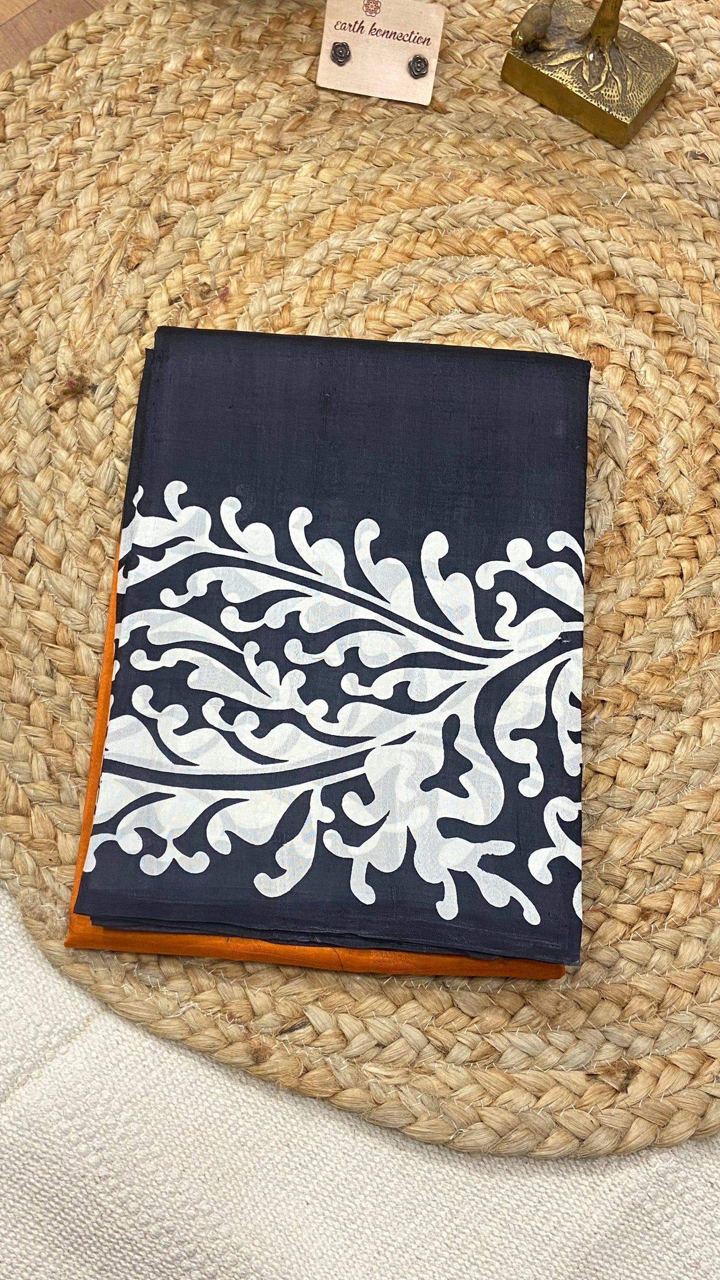 Screen printed pure silk saree
