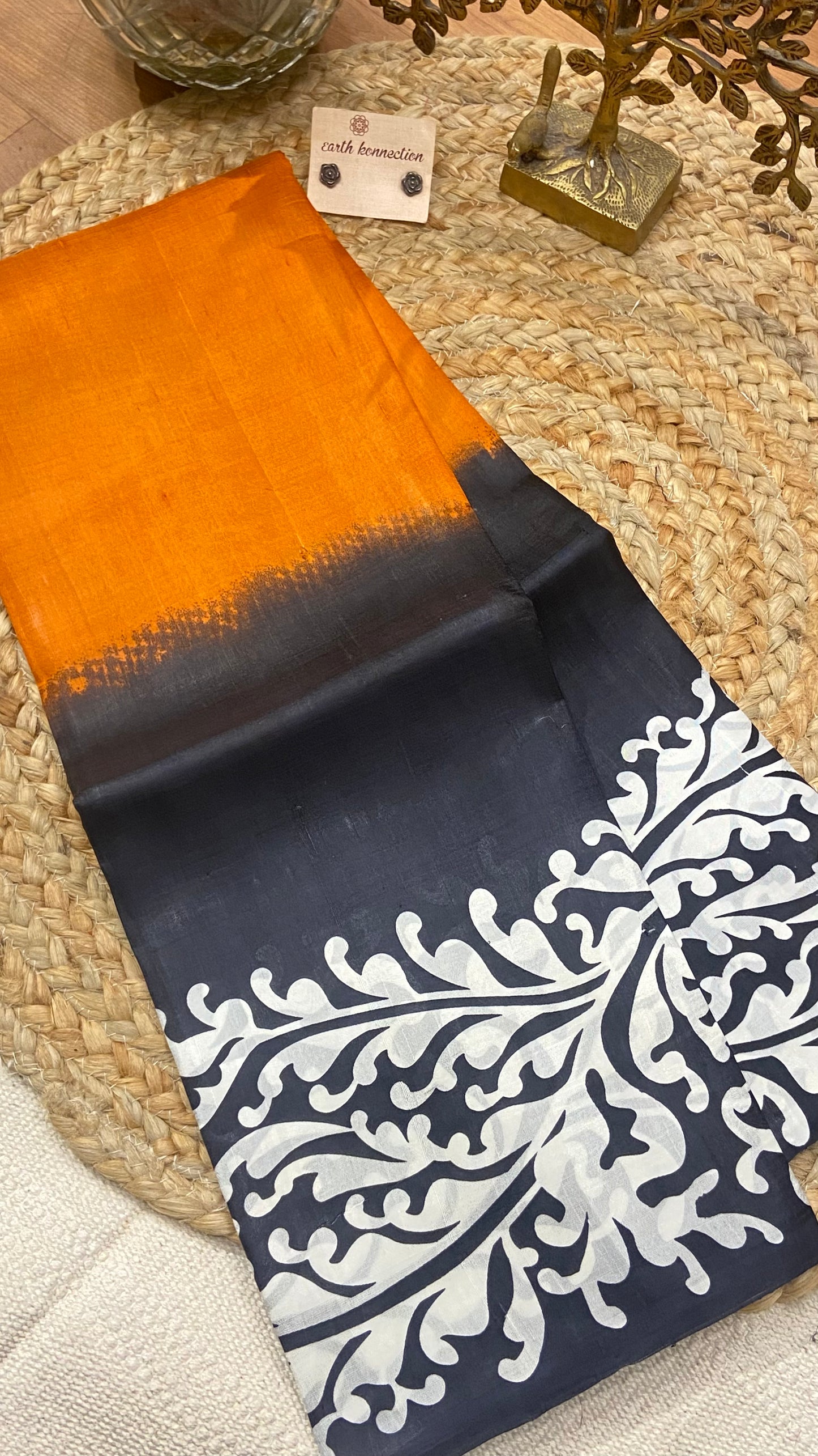 Screen printed pure silk saree