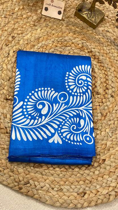 Screen printed pure silk saree