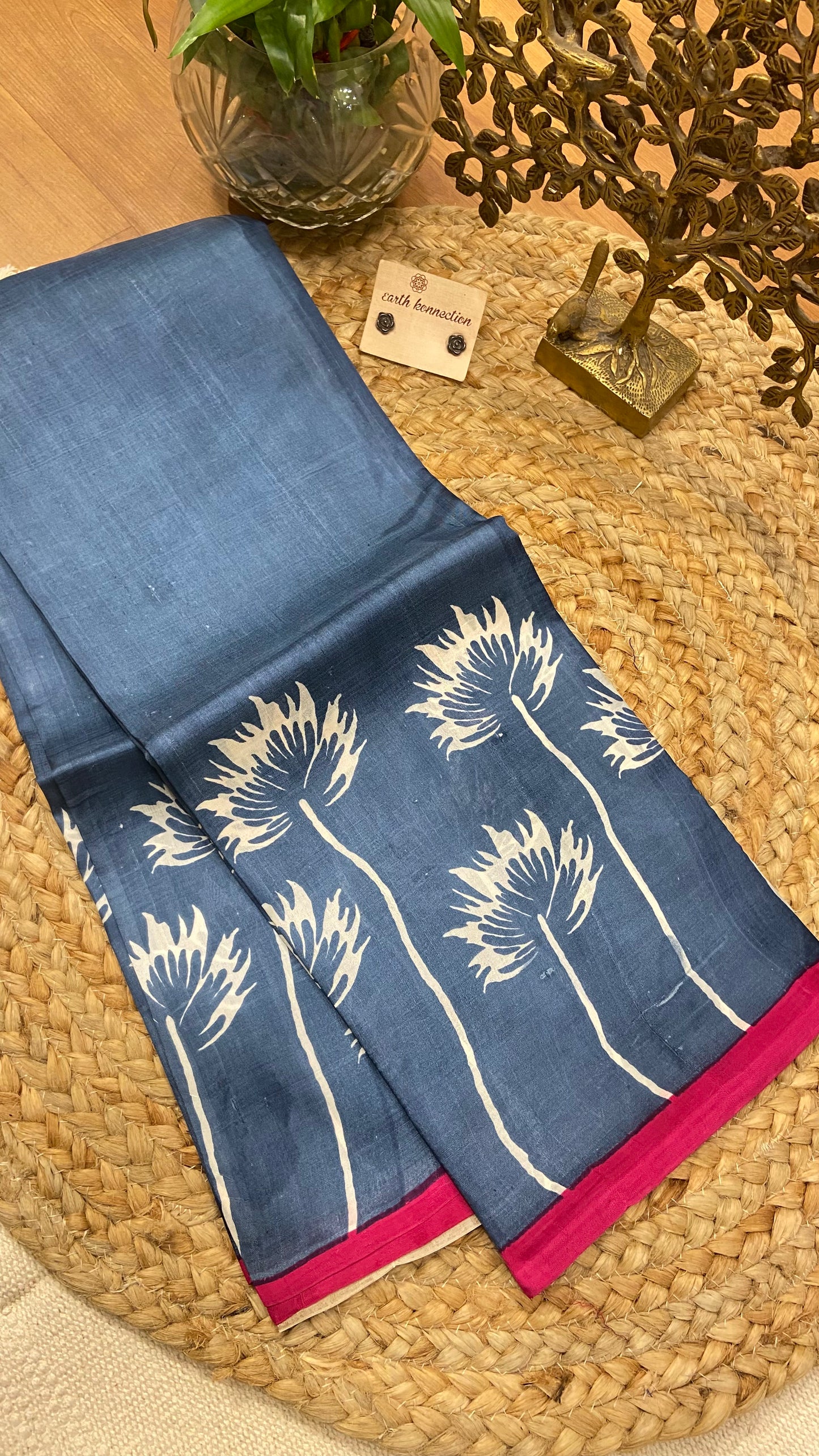 Screen printed pure silk saree