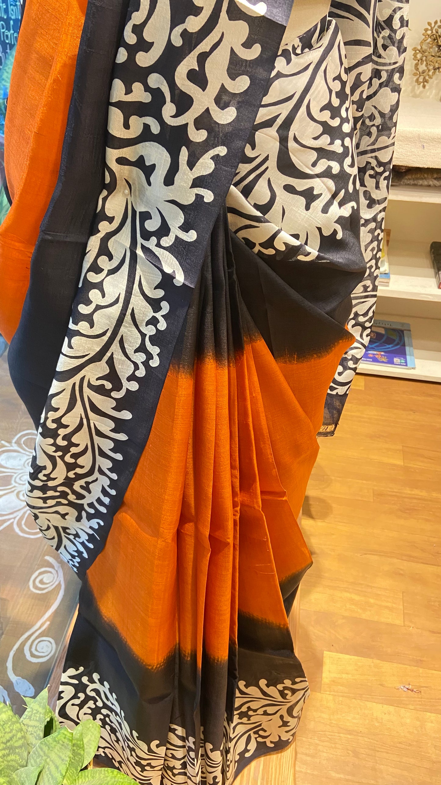 Screen printed pure silk saree