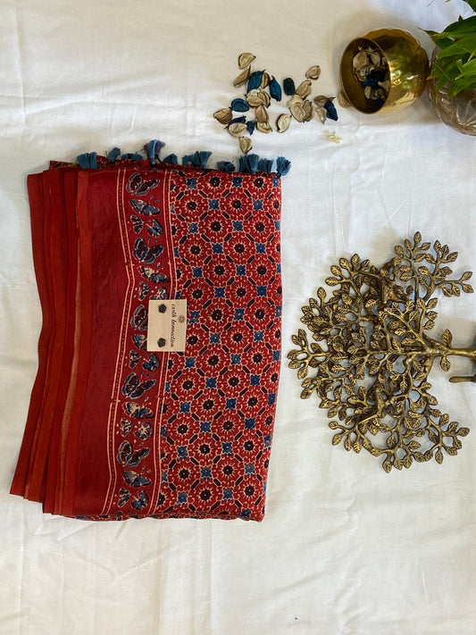 Pure Modal Ajrak Silk Saree