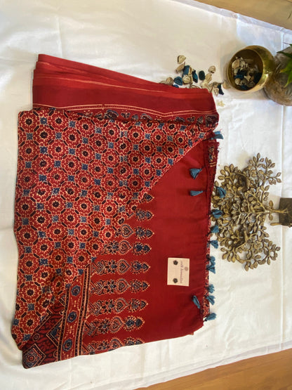 Pure Modal Ajrak Silk Saree