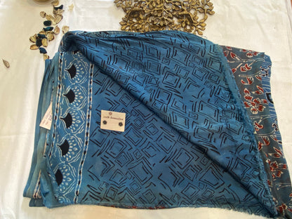 Pure Modal Ajrak Silk Saree