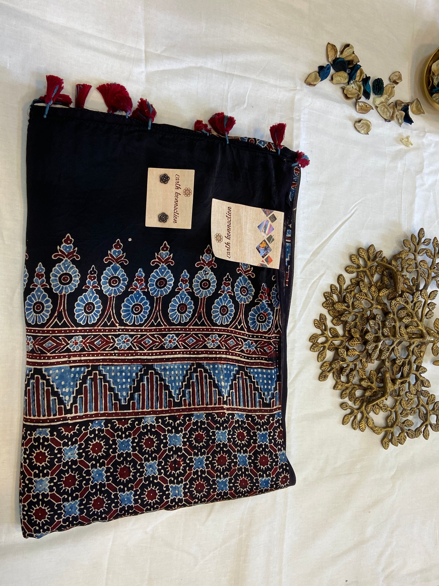 Pure Modal Ajrak Silk Saree