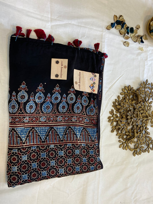 Pure Modal Ajrak Silk Saree