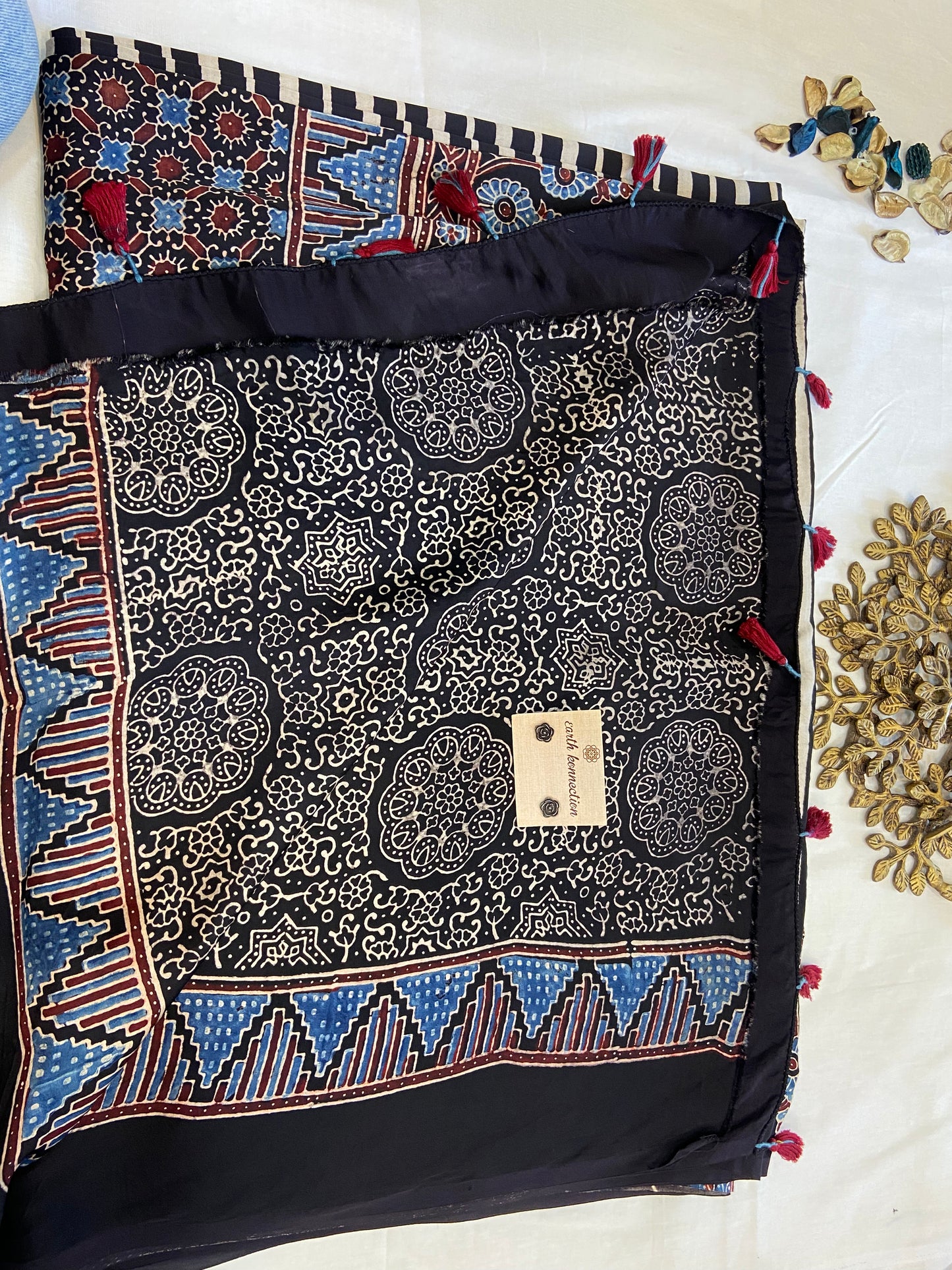 Pure Modal Ajrak Silk Saree