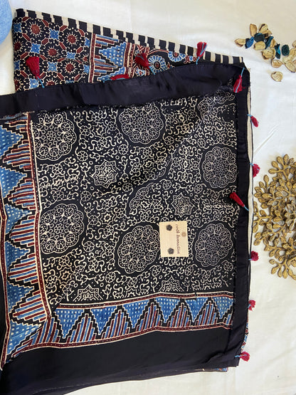Pure Modal Ajrak Silk Saree