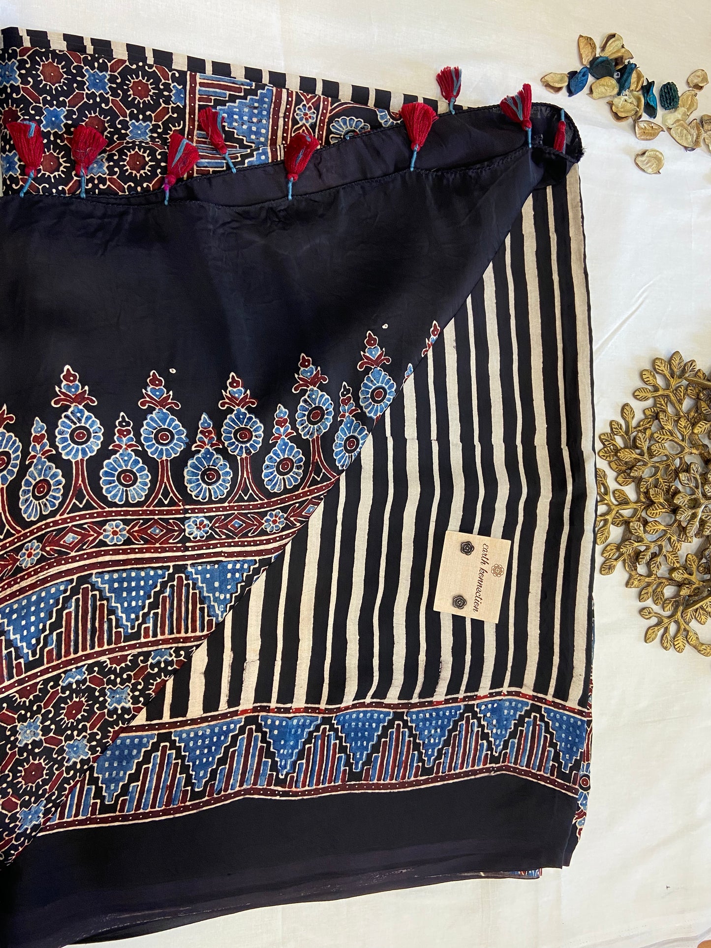 Pure Modal Ajrak Silk Saree