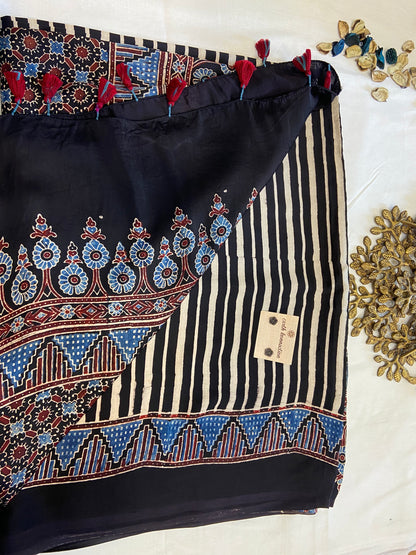 Pure Modal Ajrak Silk Saree