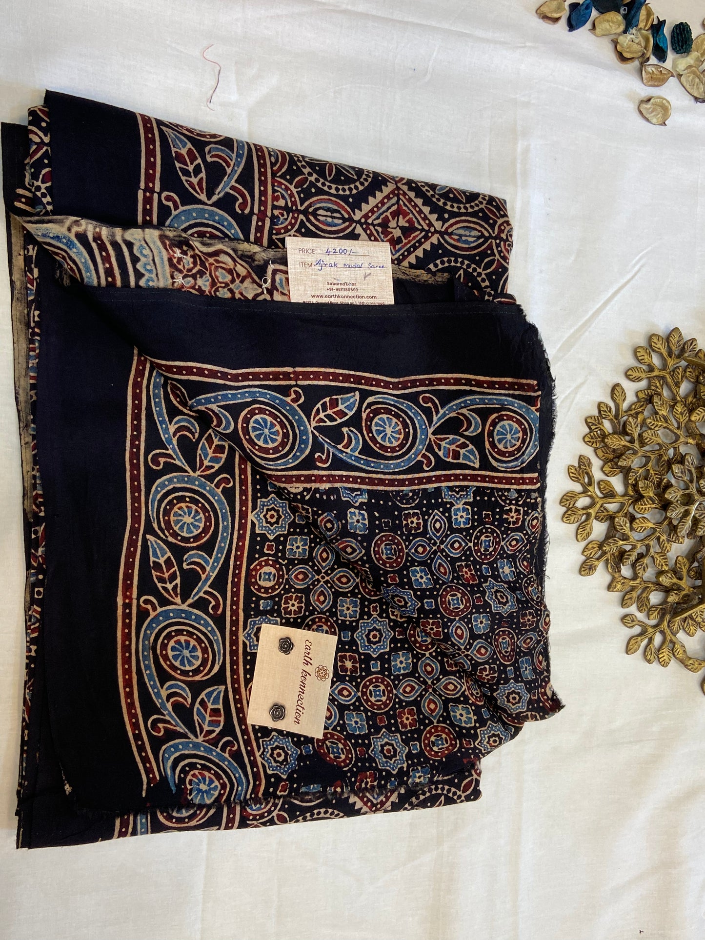 Cotton Modal Ajrak Silk Saree