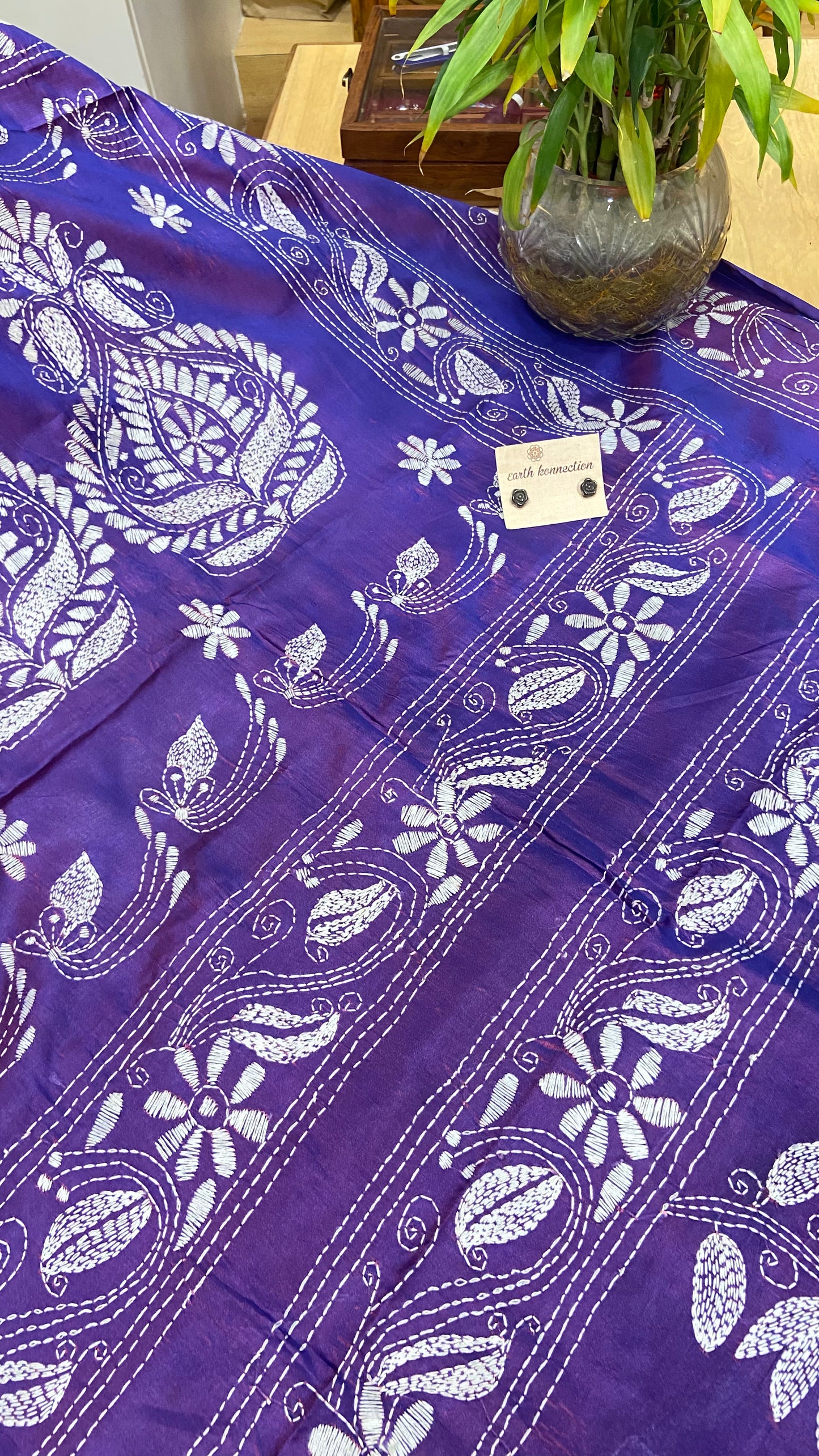 Hand Embroidery kantha saree