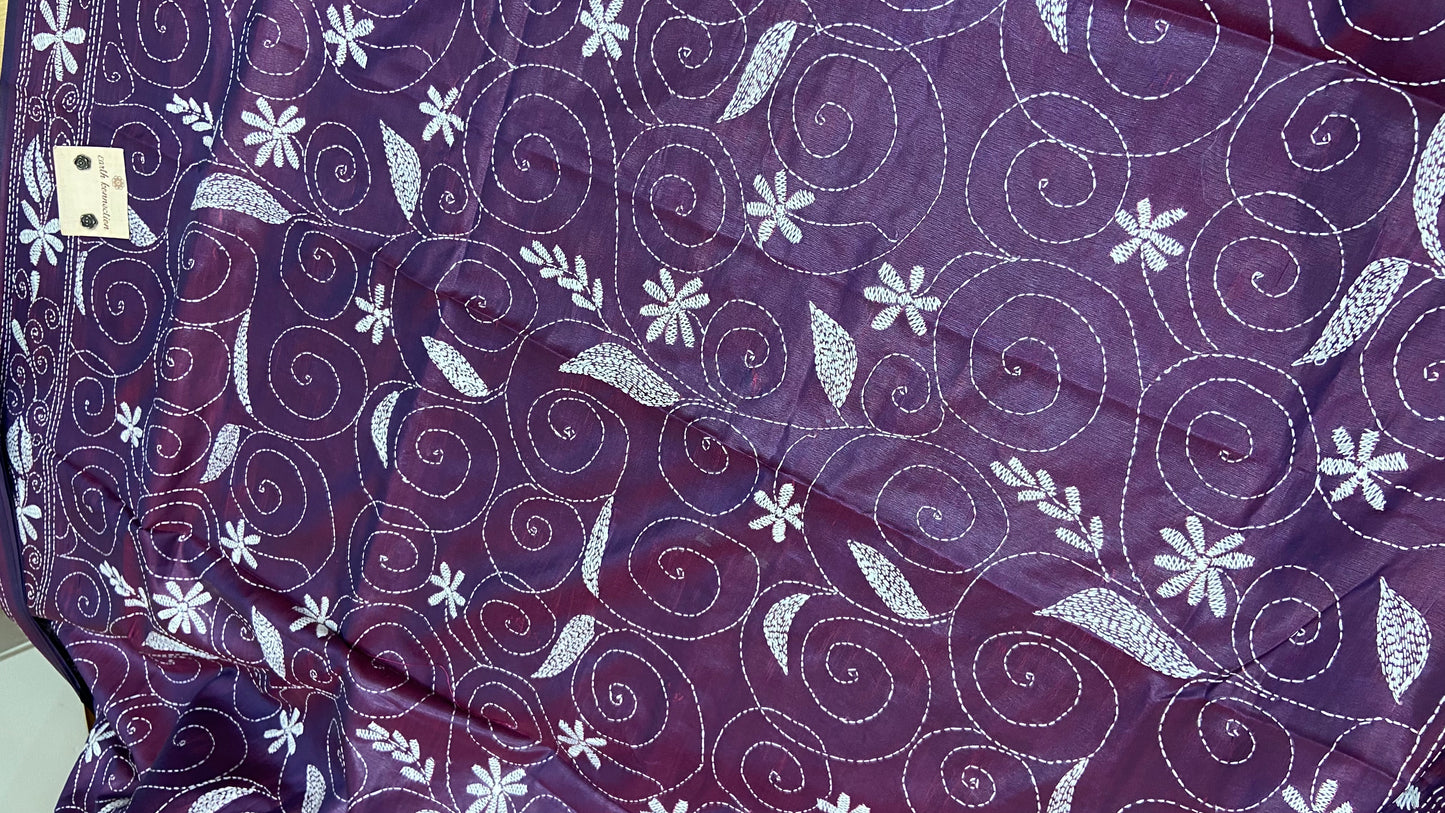 Hand Embroidery kantha saree