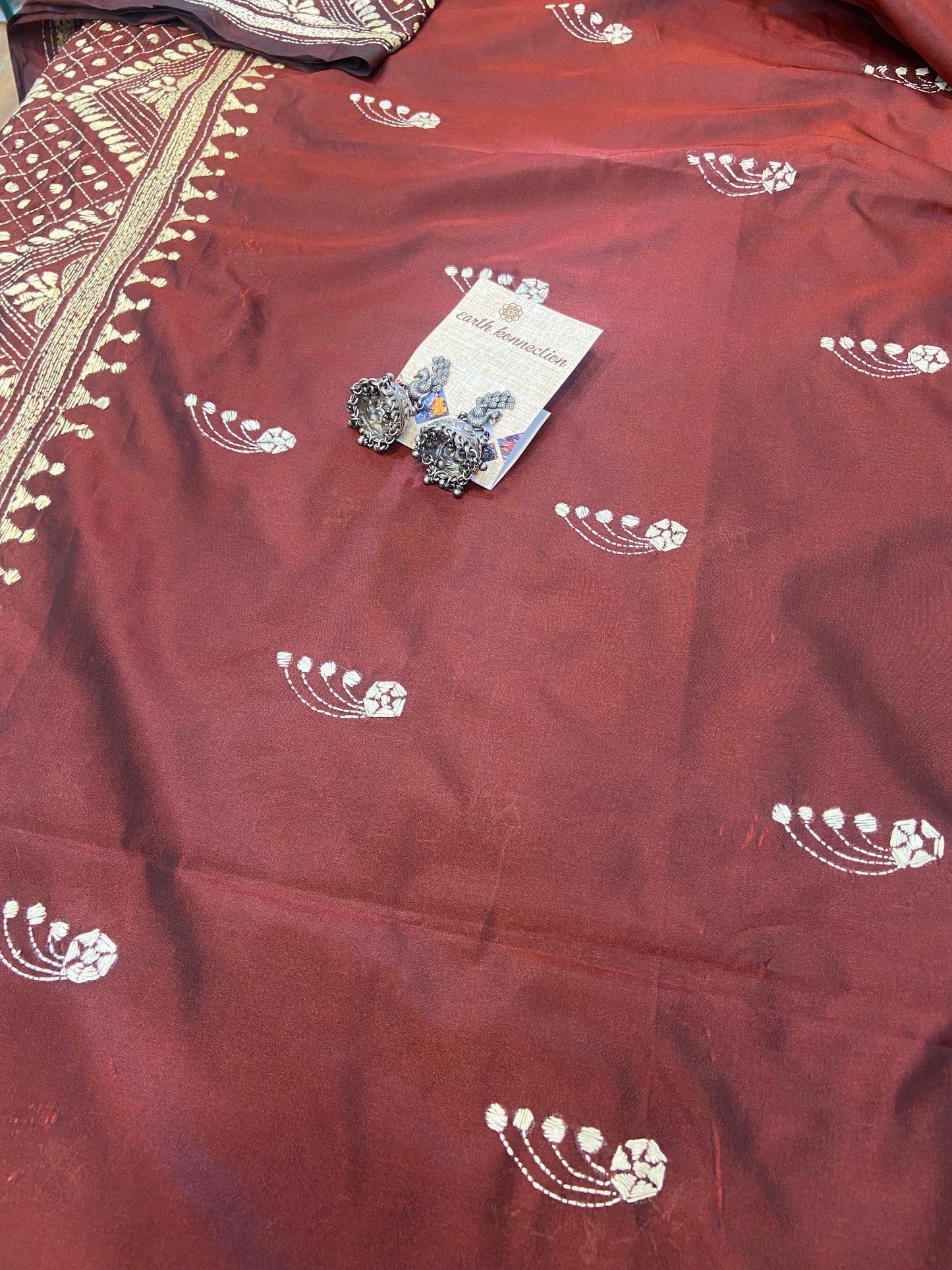 Hand embroidrey kantha saree