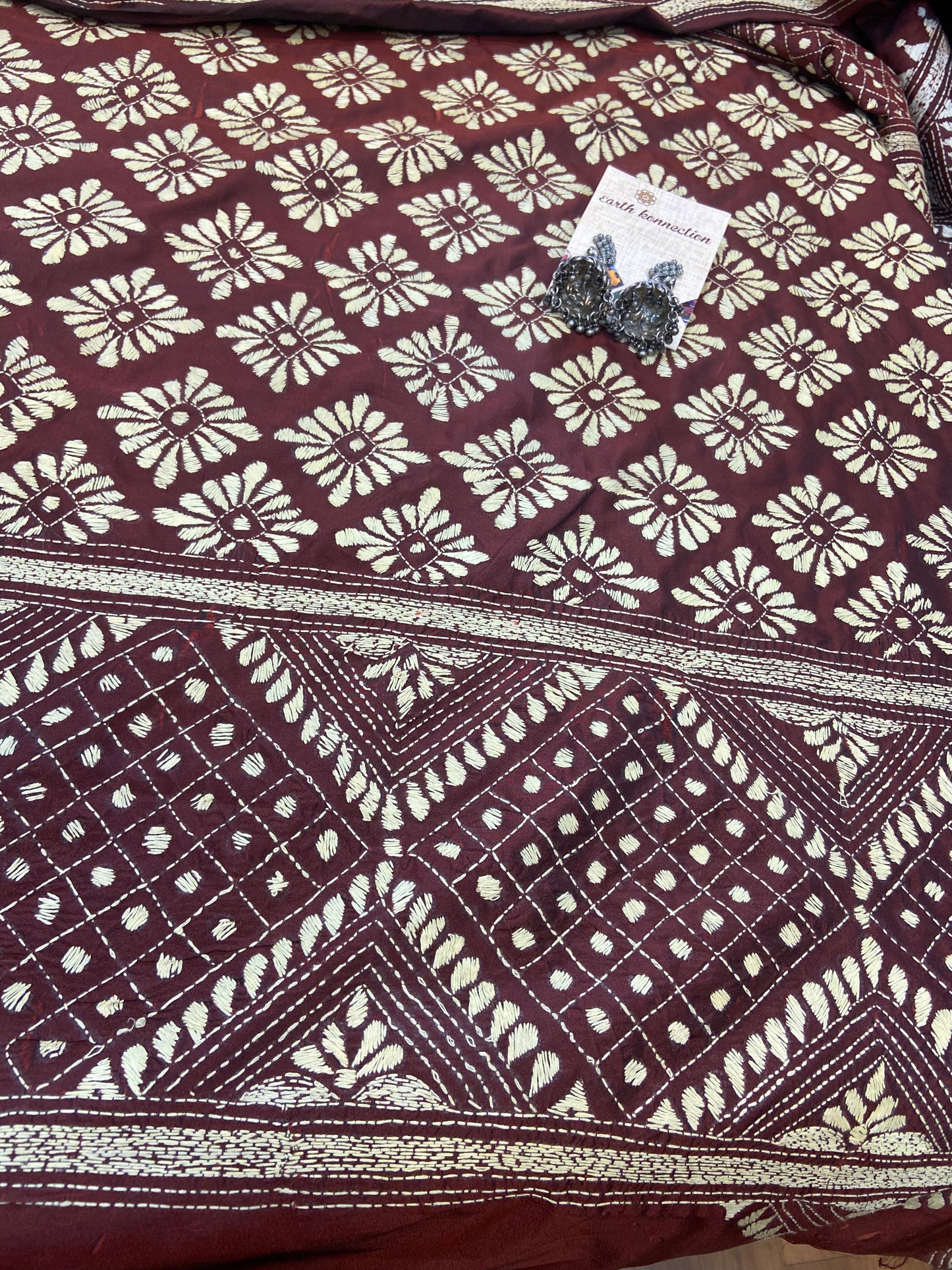 Hand embroidrey kantha saree