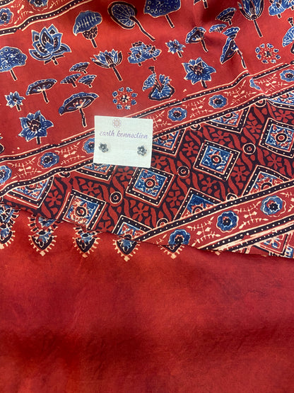 Pure Modal Ajrak Silk Saree