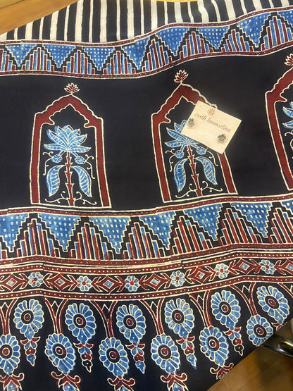 Pure Modal Ajrak Silk Saree