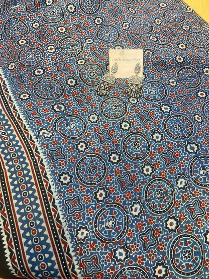 Cotton Modal Ajrak Silk Saree