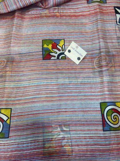 Screen printed silk saree