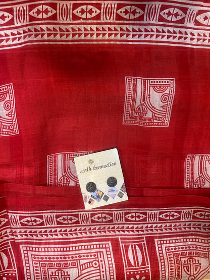 Warli printed silk saree