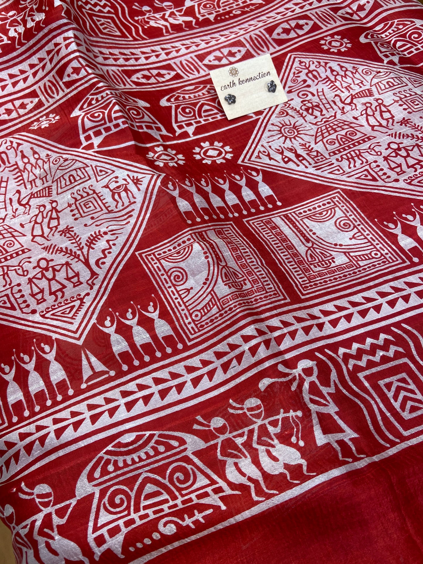 Warli printed silk saree