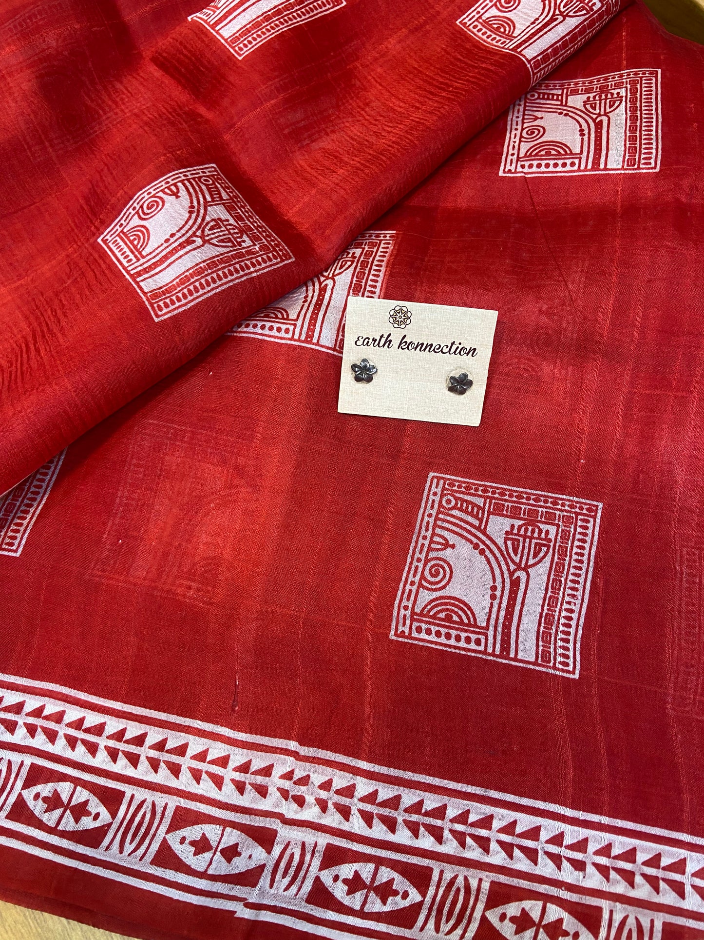 Warli printed silk saree