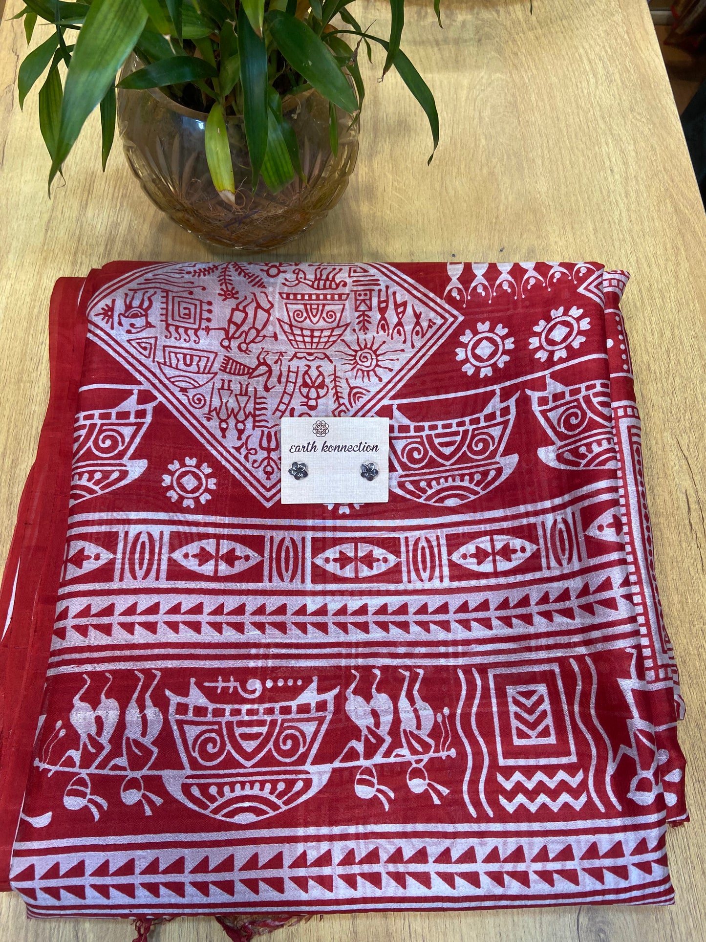 Warli printed silk saree