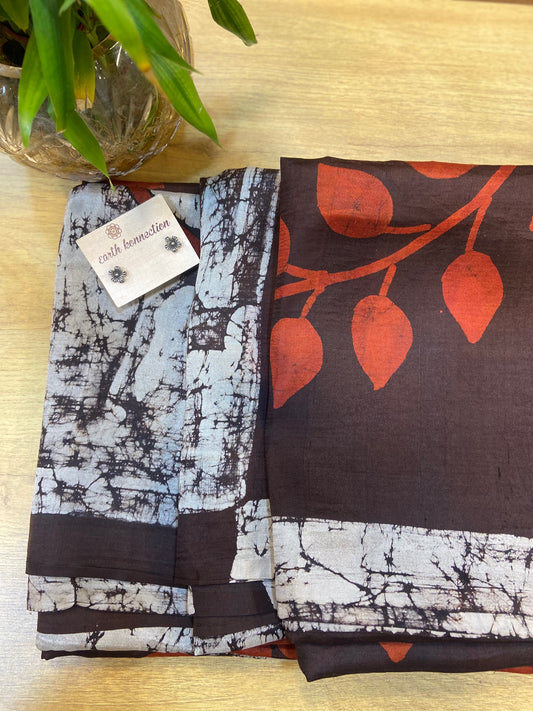 Hand painted batik Silk saree