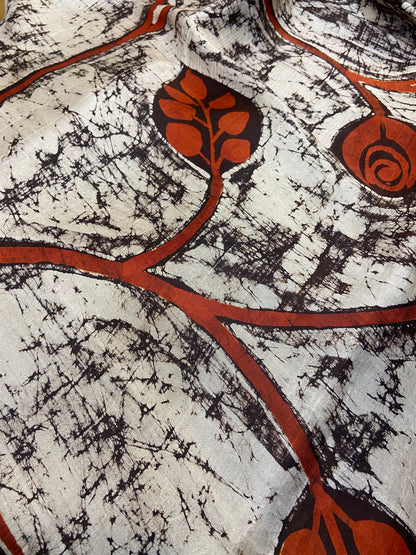 Hand painted batik Silk saree