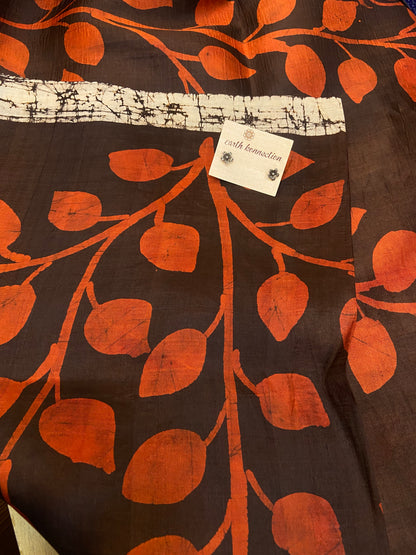 Hand painted batik Silk saree