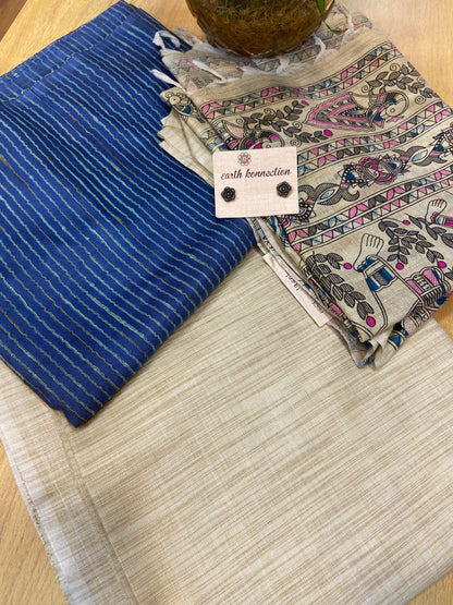 Tussar Madhubani suit set