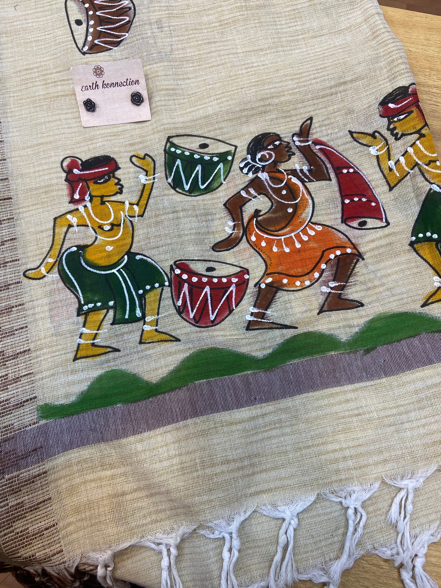 Hand pained khadi dupatta