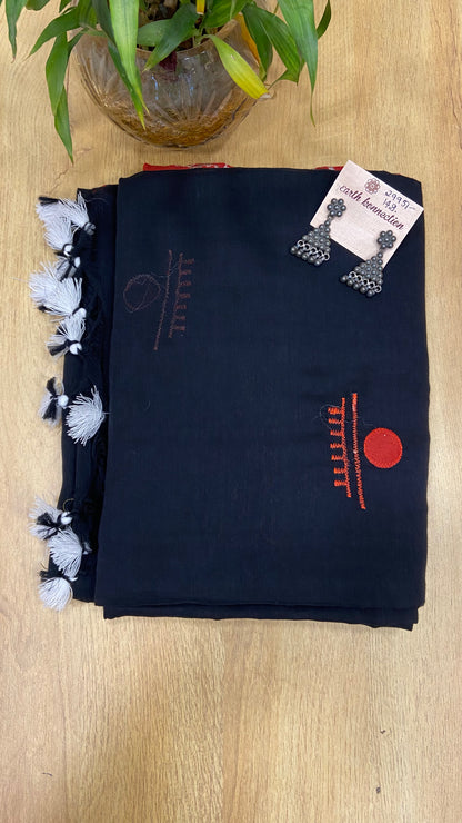 Applique cotton saree