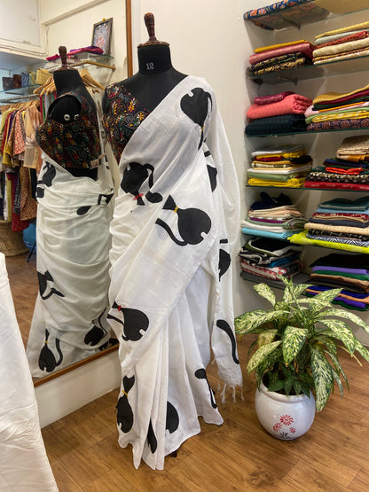 Applique Mul cotton saree