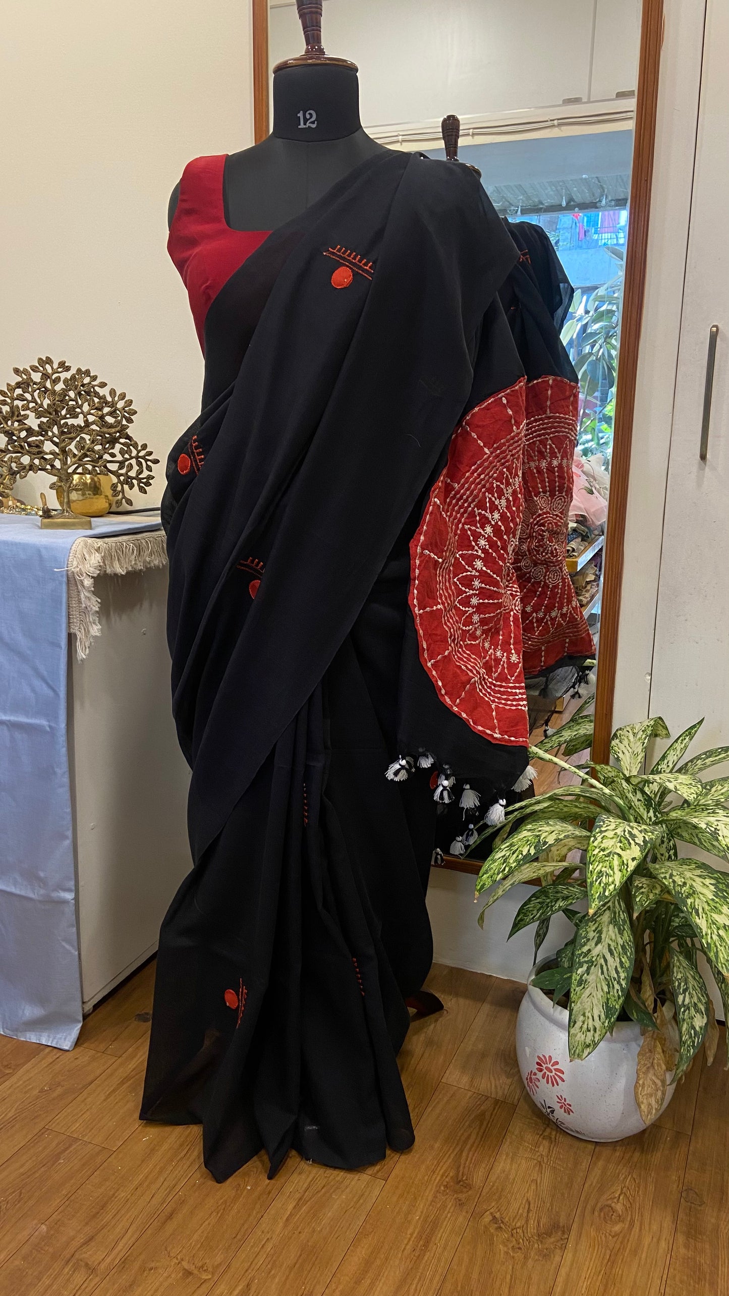 Applique Mul cotton saree