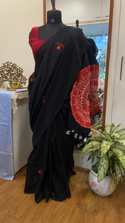 Applique Mul cotton saree