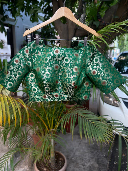 Green Banarasi Padded Blouse