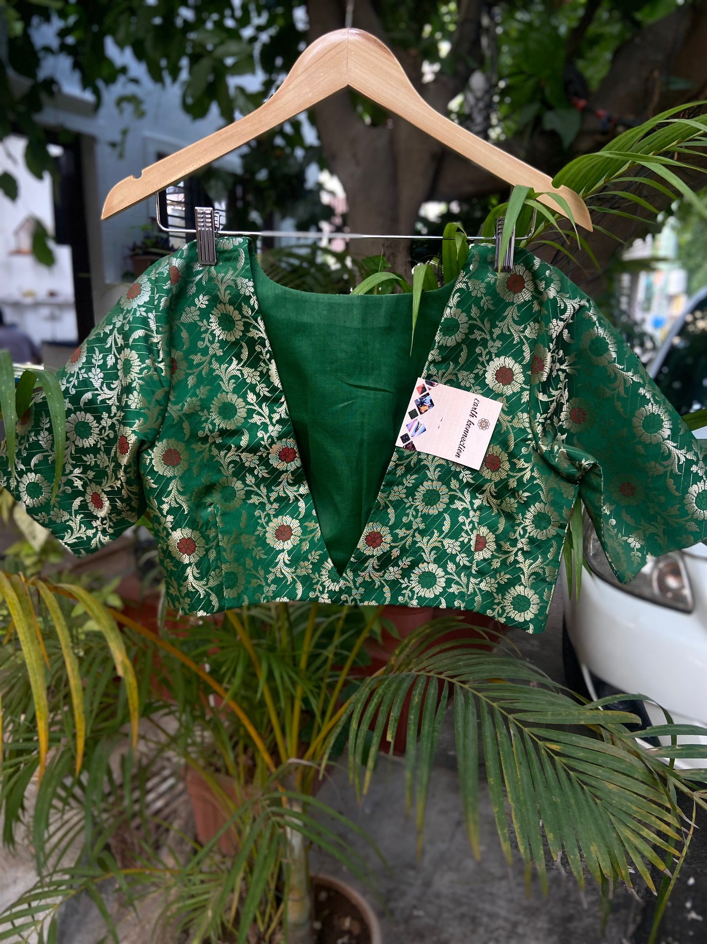 Green Banarasi Padded Blouse
