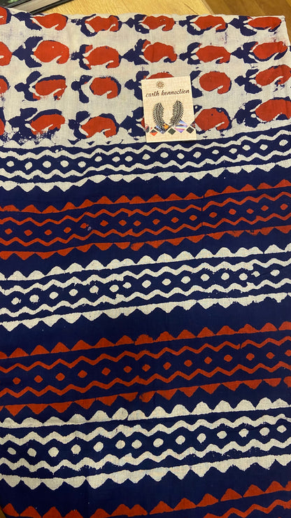 Block print Mulmul Cotton saree
