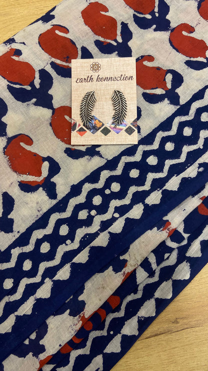 Block print Mulmul Cotton saree
