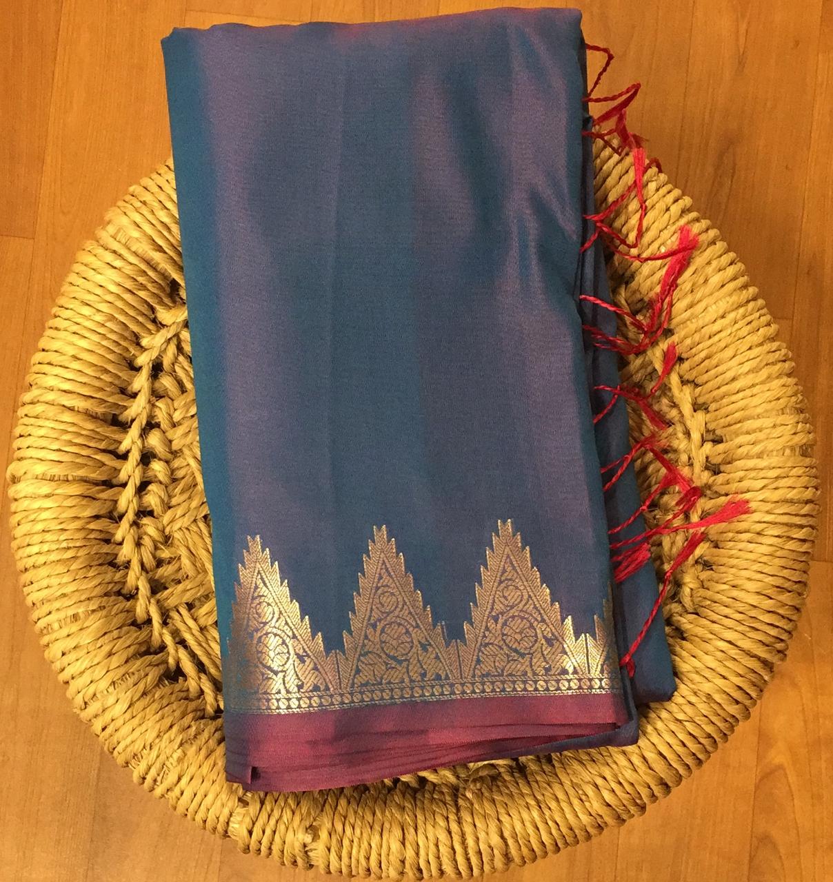 Temple Border Pure Silk Banarasi Saree