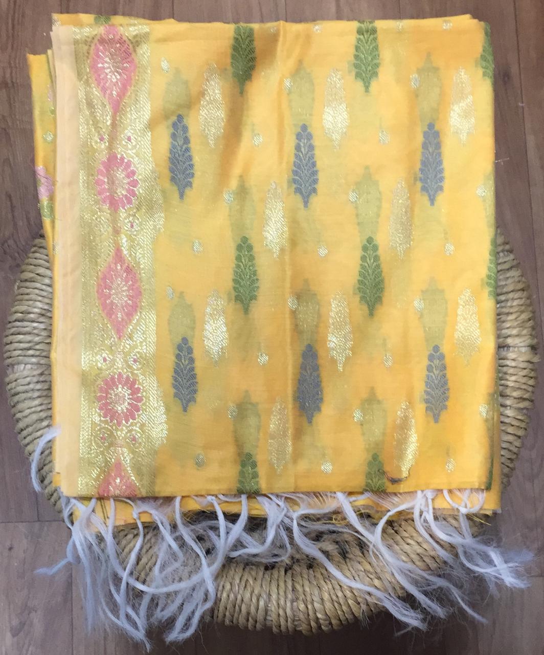 Chanderi Silk Alfi Meenakari Banarasi