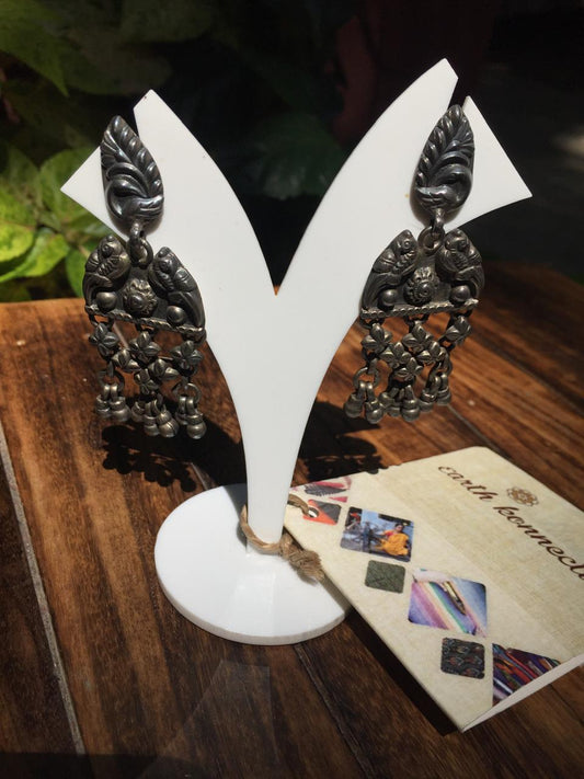 Sliver Peacock Hanging Earrings (92.5 Silver)
