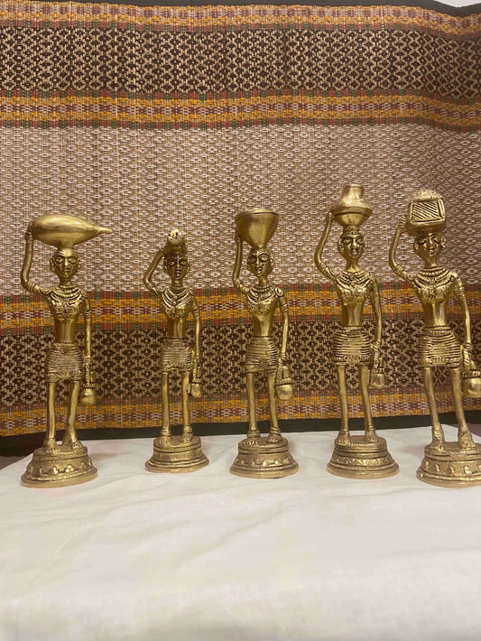 Antique Brass Five Figurine Decorative Item